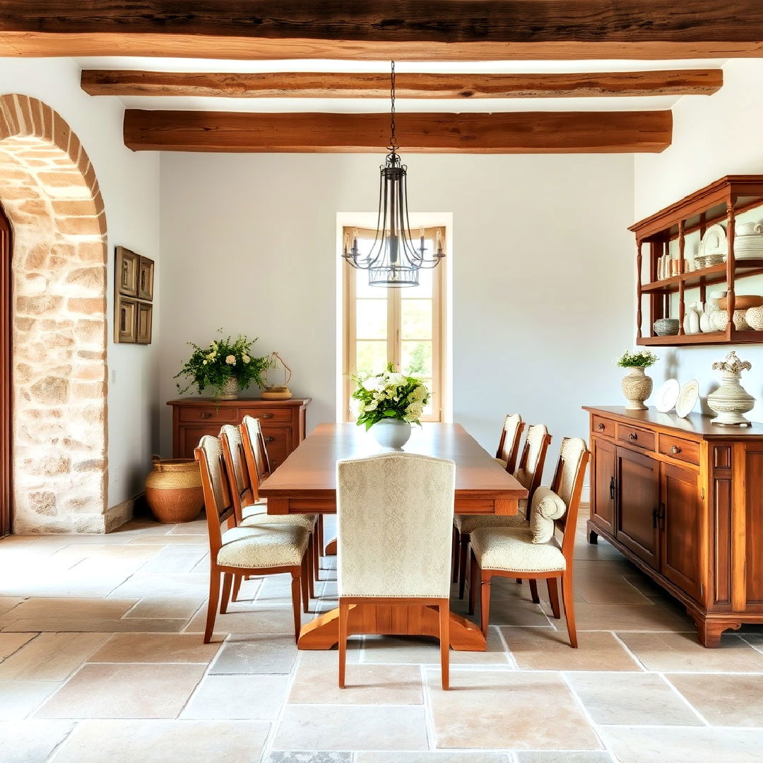 dining room stone flooring - 40 French Country Dining Room Ideas
