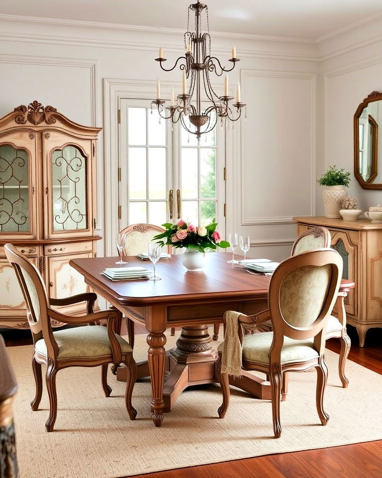 dining room with antique french furniture - 25 French Parisian Dining Room Ideas