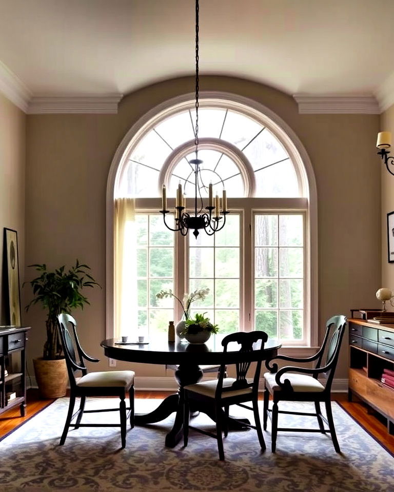 dining room with arched windows - 25 Dining Room Window Ideas