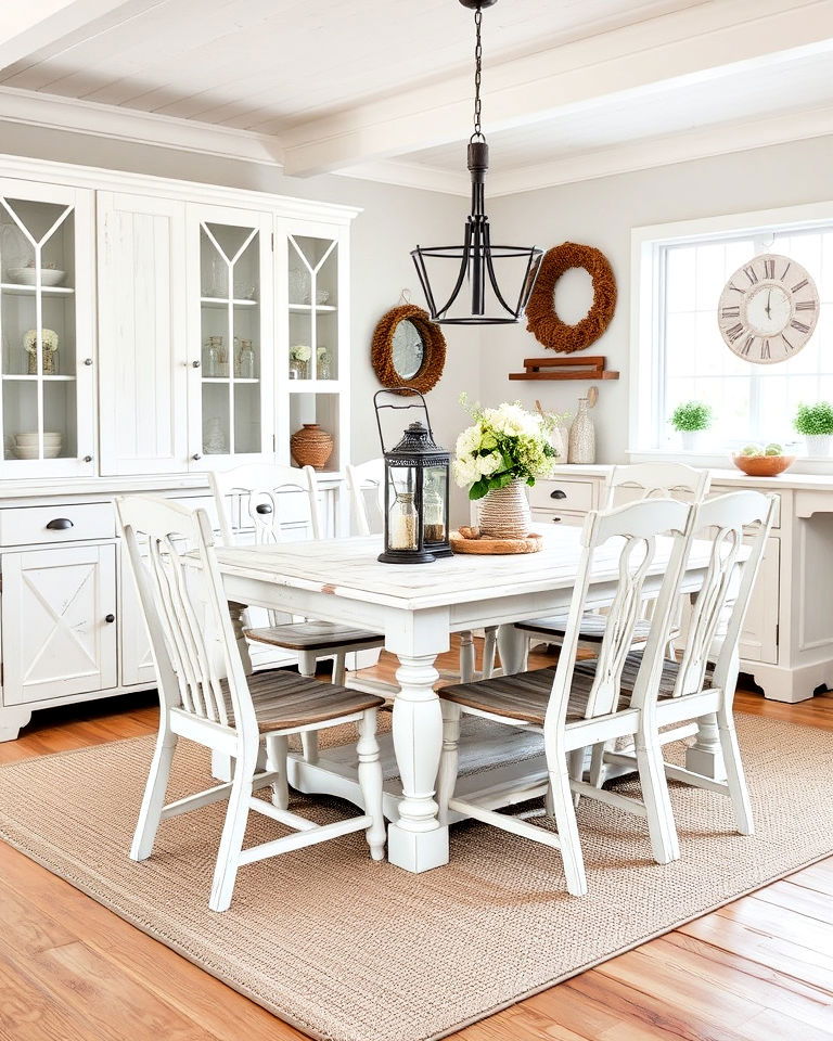 dining room with farmhouse white charm - 30 White Dining Room Ideas