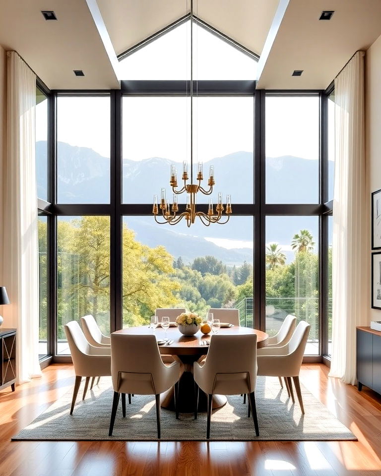 dining room with floor to ceiling windows - 25 Dining Room Window Ideas