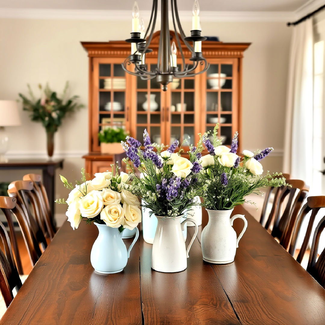 dining room with fresh floral arrangements - 40 French Country Dining Room Ideas