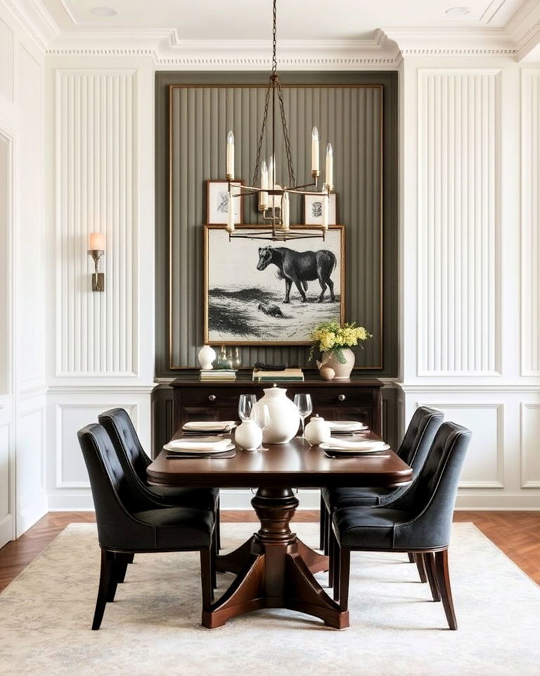 dining room with ribbed paneling - 25 Dining Room Wall Paneling Ideas