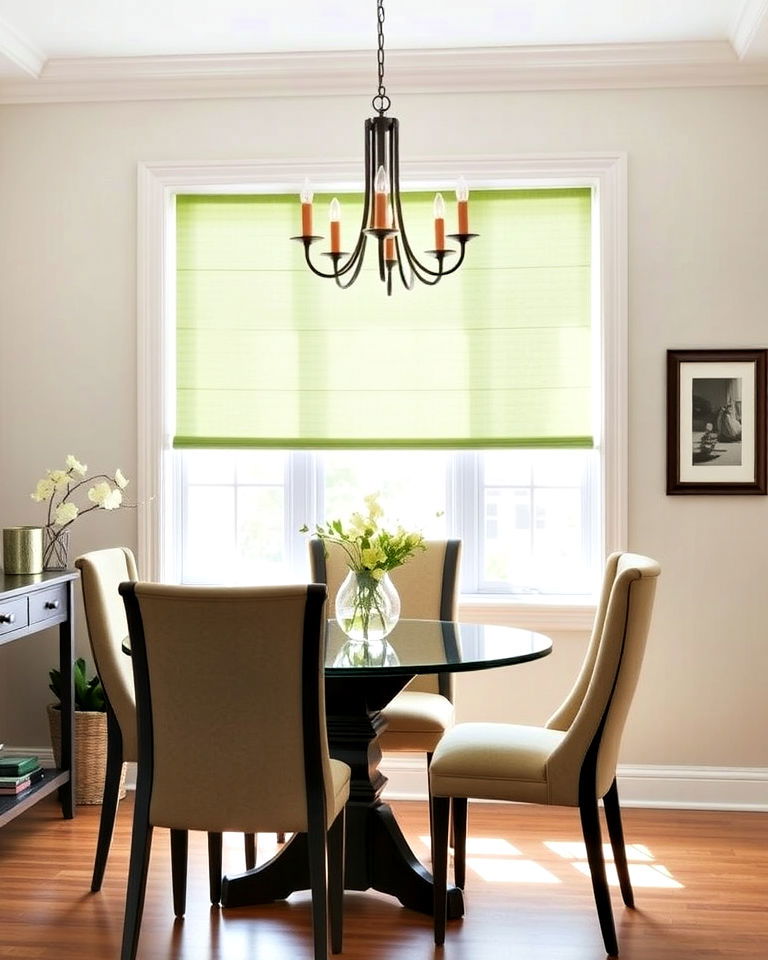dining room with sage green window shades - 25 Sage Green Dining Room Ideas