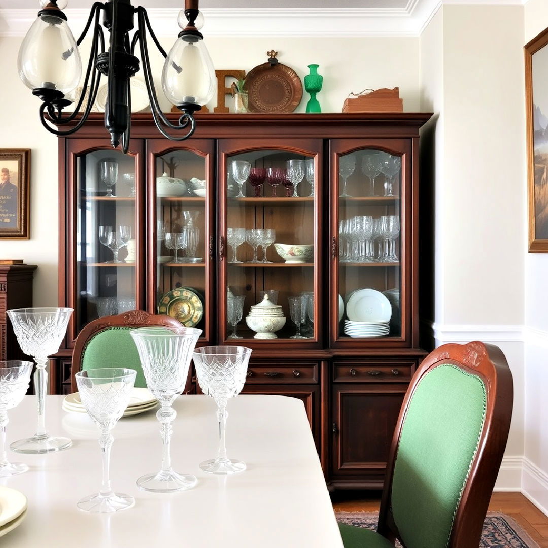 dining room with vintage glassware - 40 French Country Dining Room Ideas