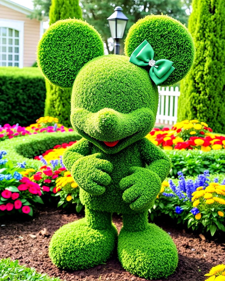 disney garden with mickey shaped topiary - 20 Disney Garden Ideas