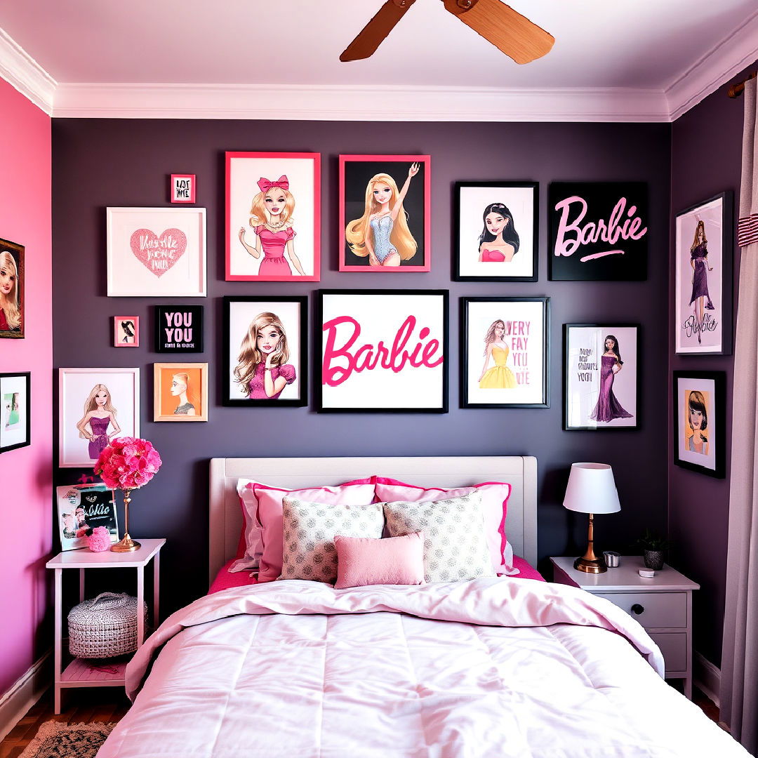 display barbie themed wall art - 25 Barbie Room Ideas