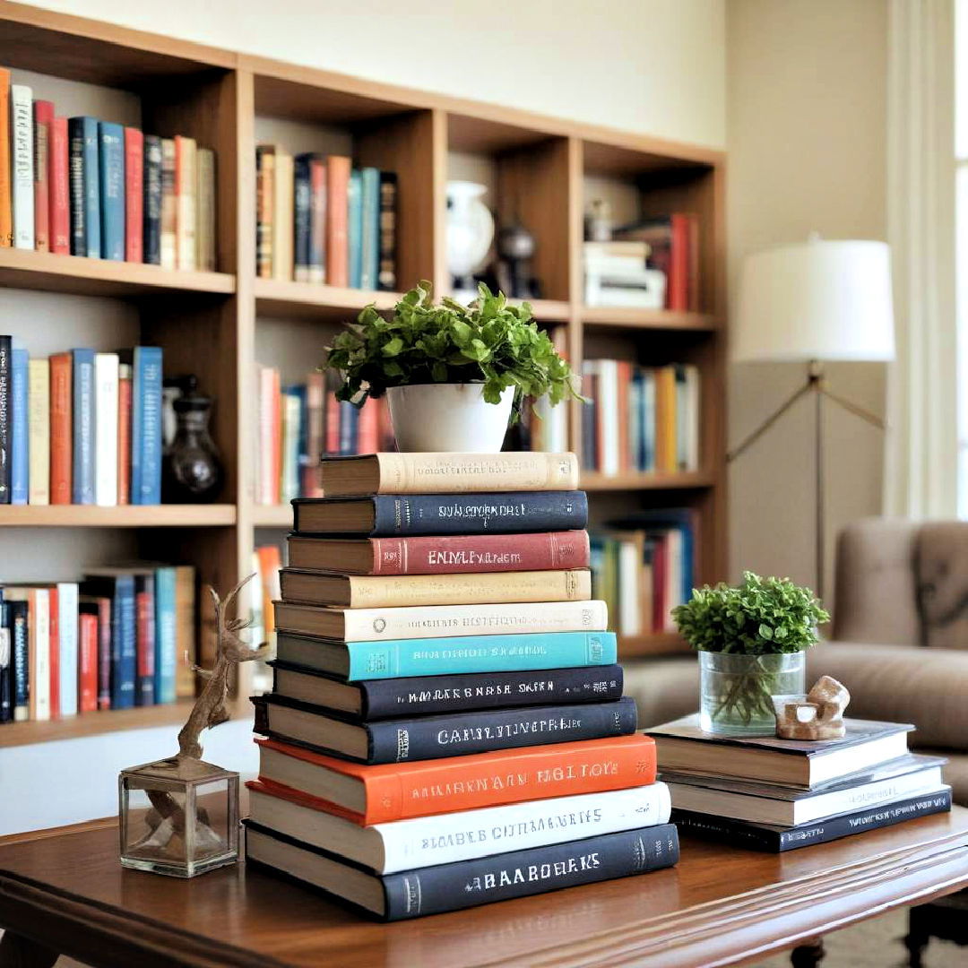 display books creatively for apartment decor - 40 Apartment Decorating Ideas