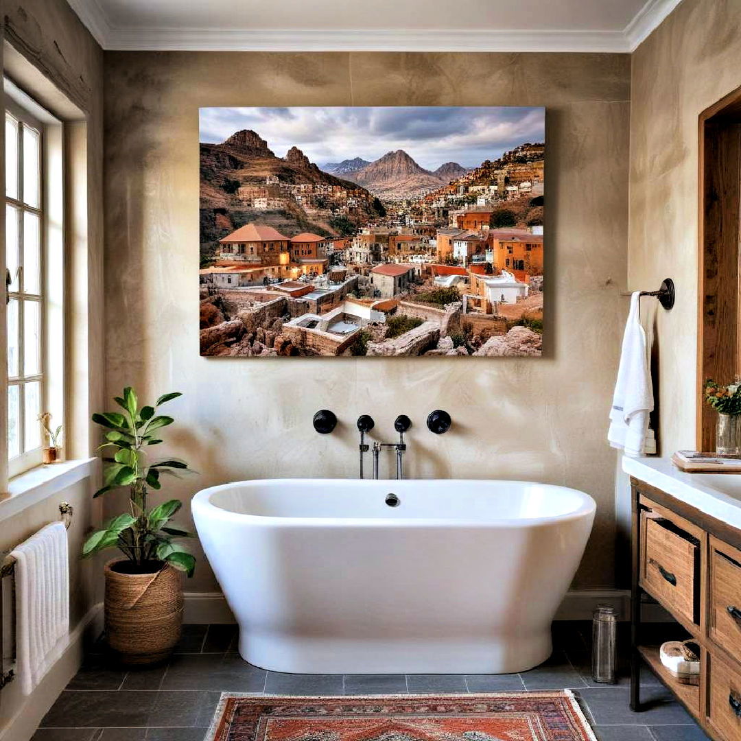 display breathtaking travel photography - 25 Bathroom Art Ideas