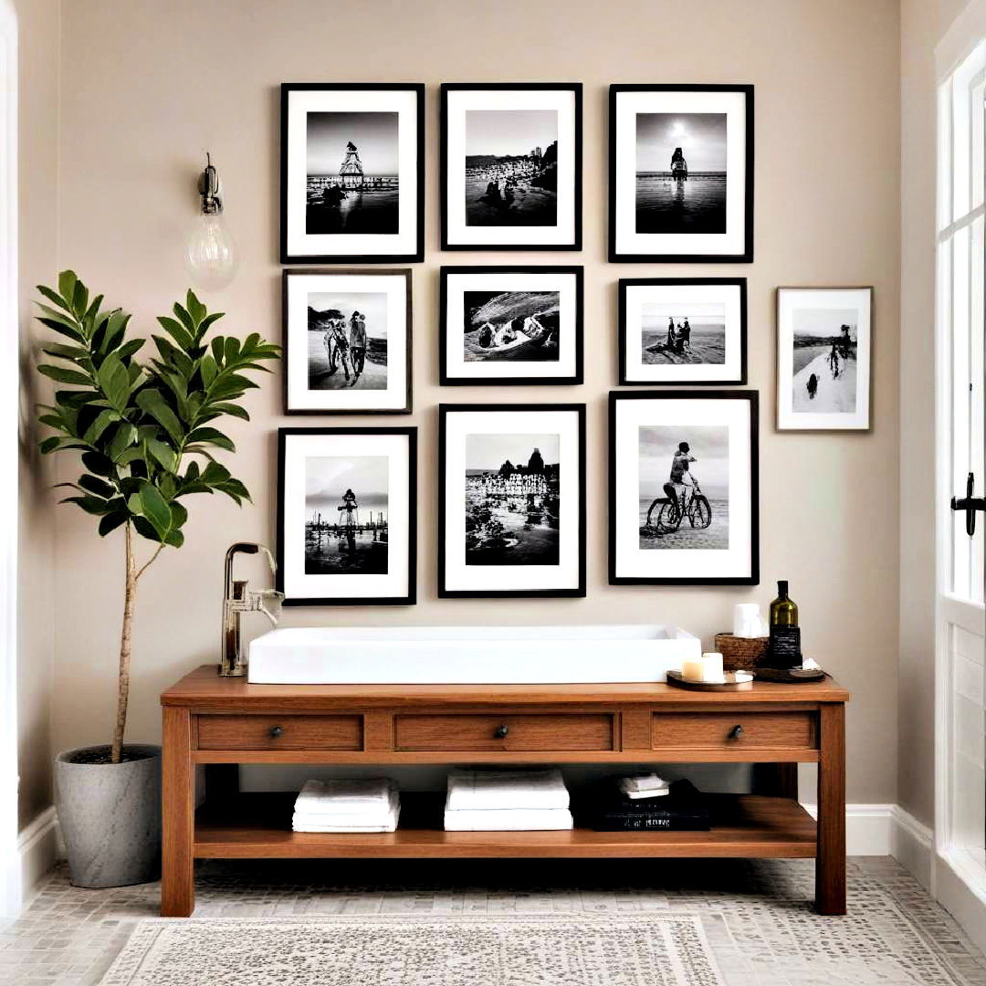 display framed photographs - 40 Bathroom Decor Ideas