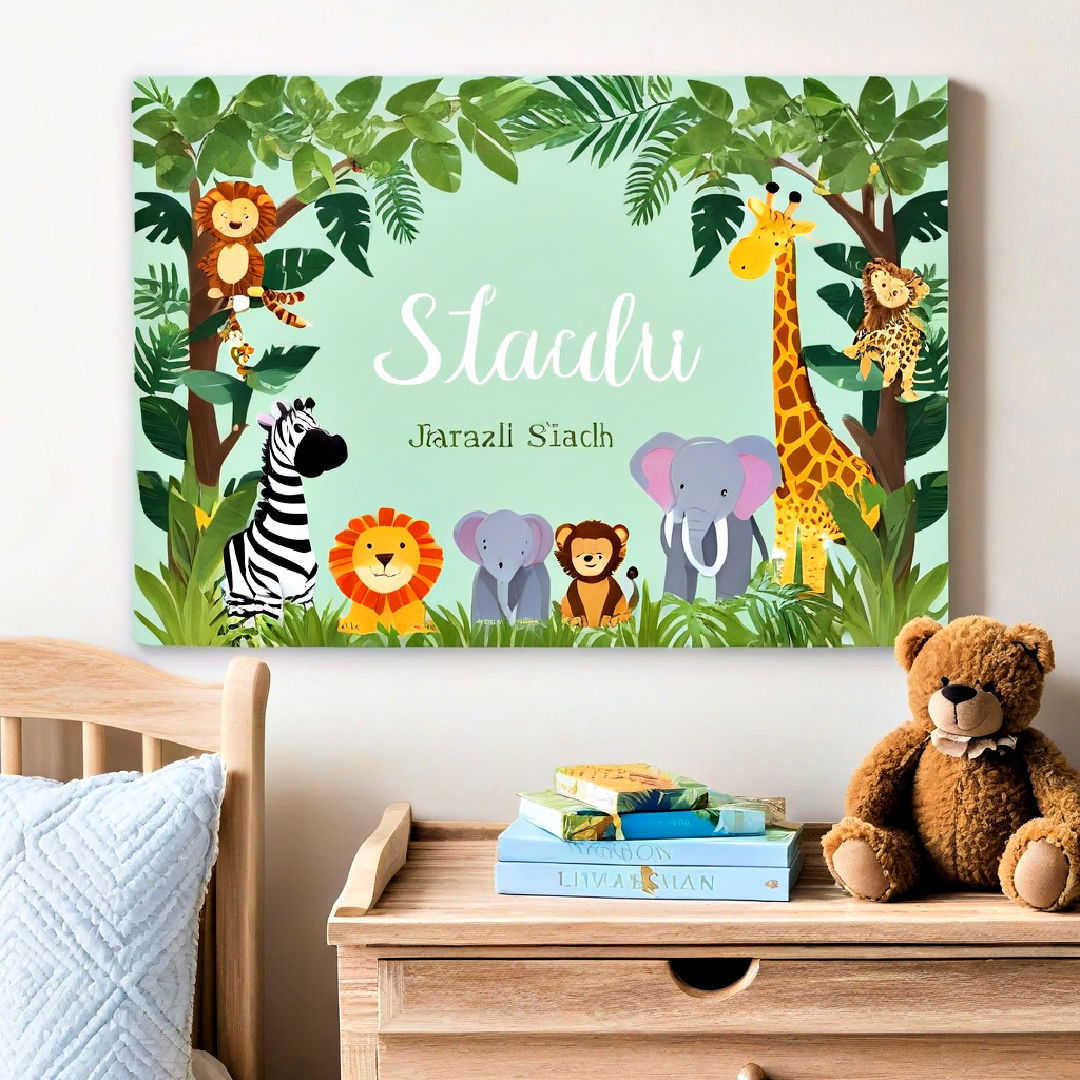 display personalized safari name sign - 25 Safari Nursery Decor Ideas