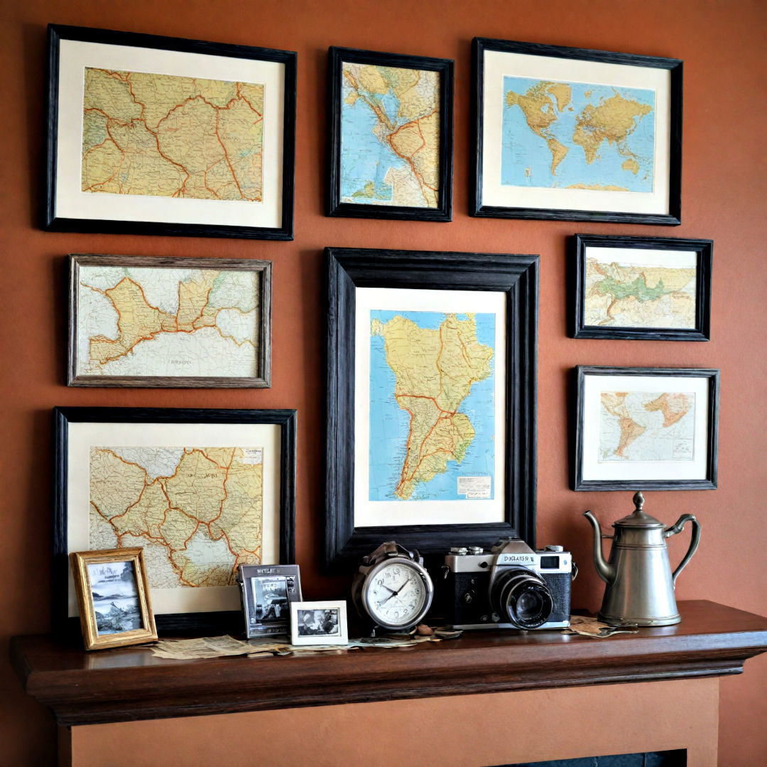 display travel inspired mantel decor - 40 Mantel Decor Ideas