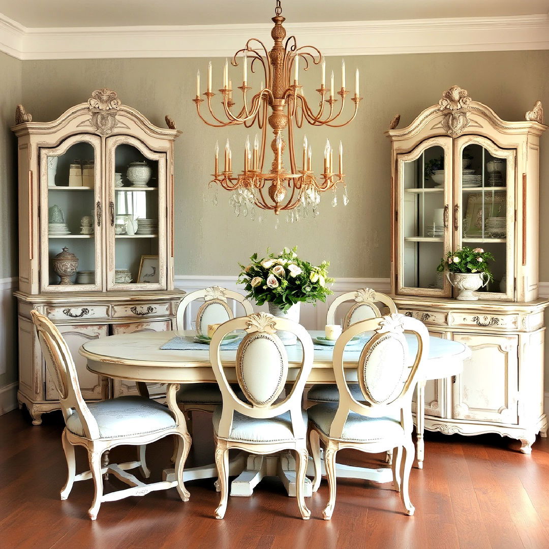 distressed shabby chic furniture - 40 French Country Dining Room Ideas