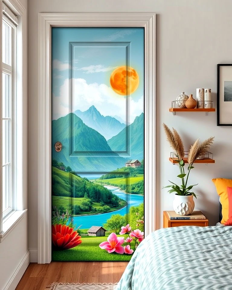 door mural sticker ideas - 25 Bedroom Door Decorating Ideas