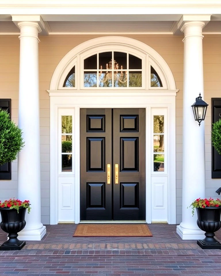 double colonial doors with symmetrical panels - 20 Colonial Front Door Ideas