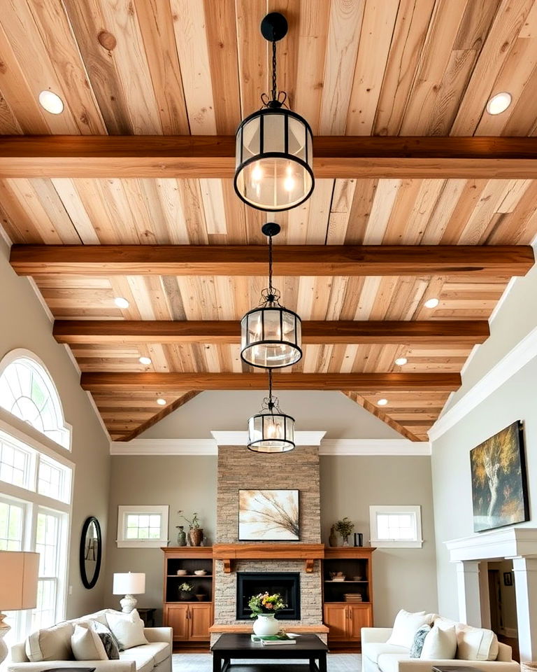 double hung ceiling for farmhouse interiors - 20 Farmhouse Ceiling Ideas