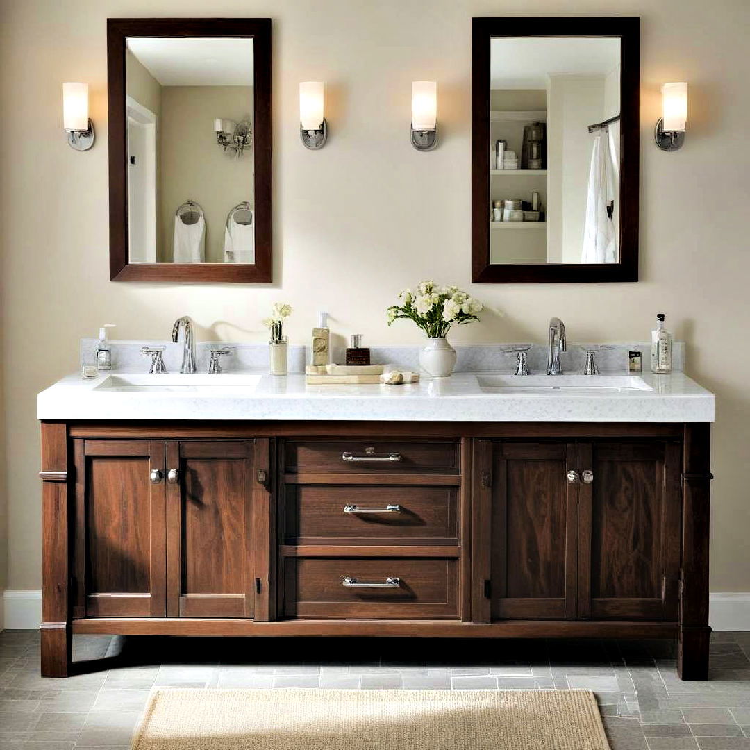 double sink vanity with ample storage - 25 Bathroom Cabinet Ideas
