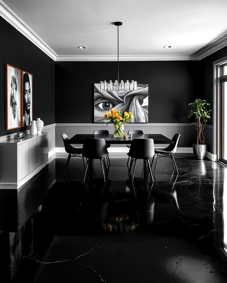 dramatic black onyx stained concrete floor - 25 Stained Concrete Floors