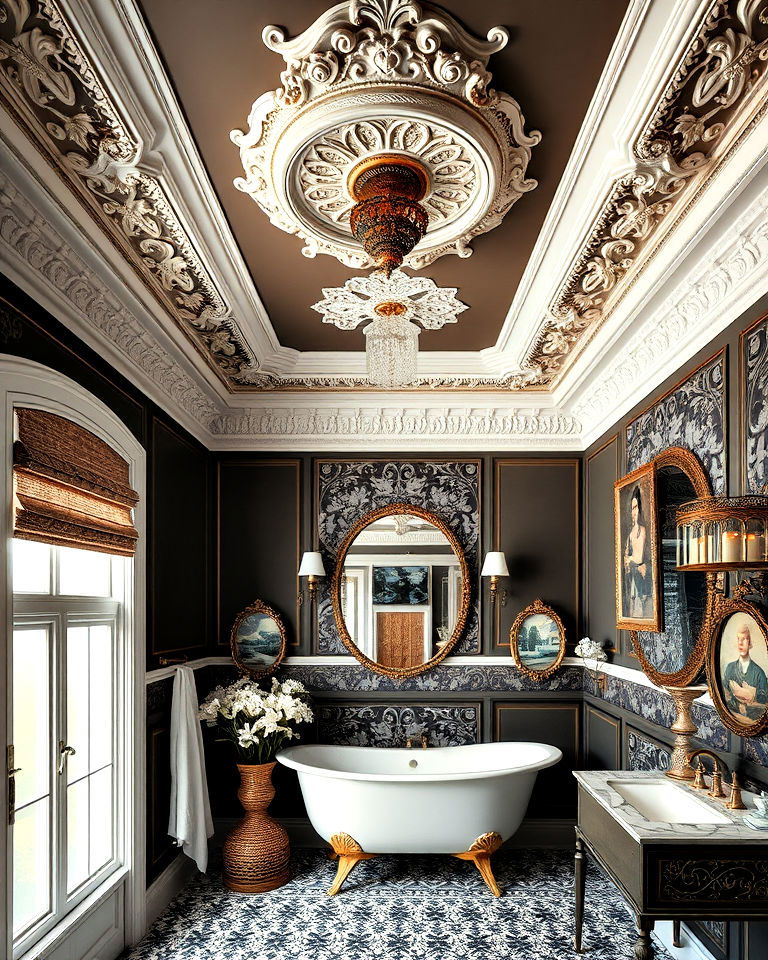 dramatic ceiling design for maximalist aesthetic - 20 Maximalist Bathroom Design Ideas