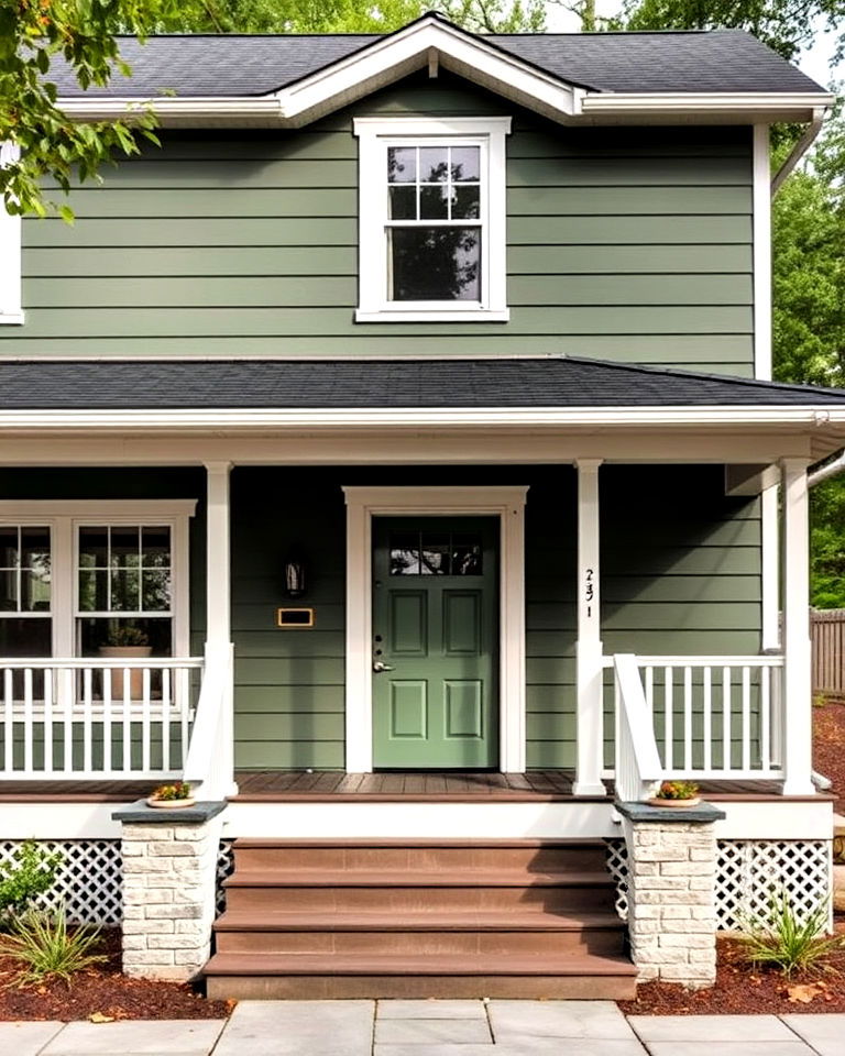 dramatic dark sage green for house exterior - 30 Sage Green House Exterior Ideas