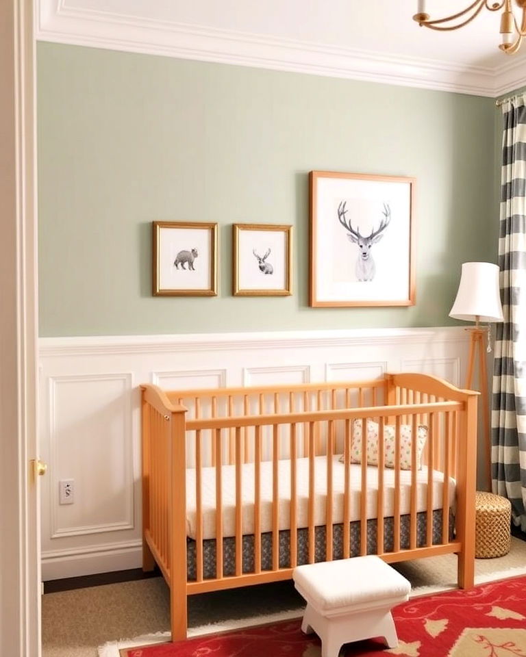 dramatic effect high wainscoting for nursery - 15 Wainscoting Nursery Ideas