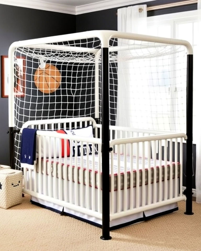 dramatic goal themed crib design - 20 Sports Nursery Ideas