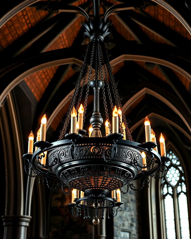 dramatic gothic chandelier lighting - 25 Gothic Castle Ideas