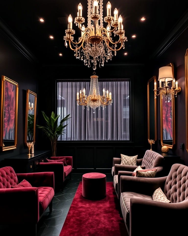 dramatic high contrast dark glamour - 30 Nail Salon Interior Design Ideas