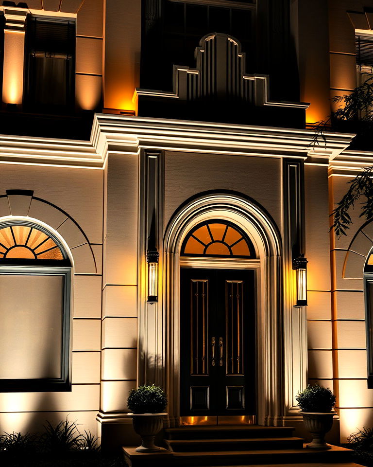 dramatic lighting for illuminated exterior - 15 Art Deco House Exterior Ideas