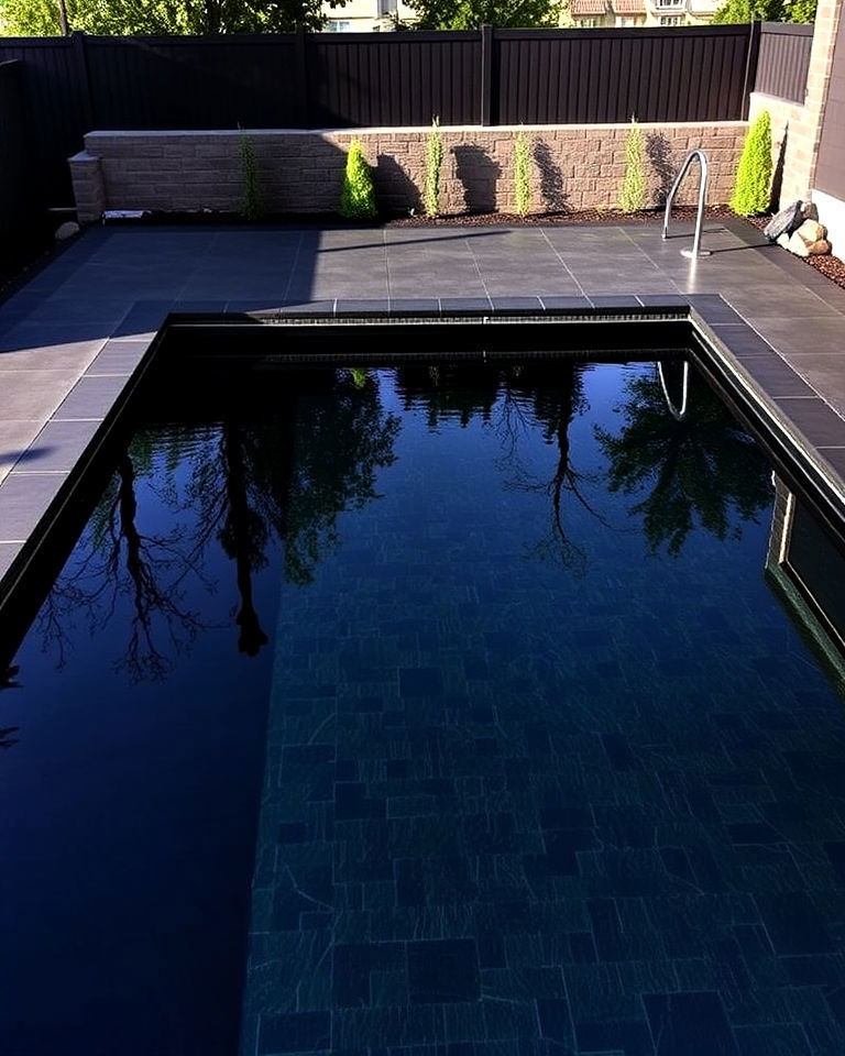 dramatic look black bottom pool - 40 Swimming Pool Ideas