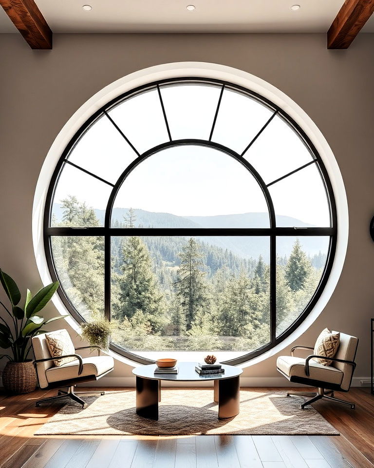 dramatic oversized circular arch window - 30 Arch Window Design Ideas