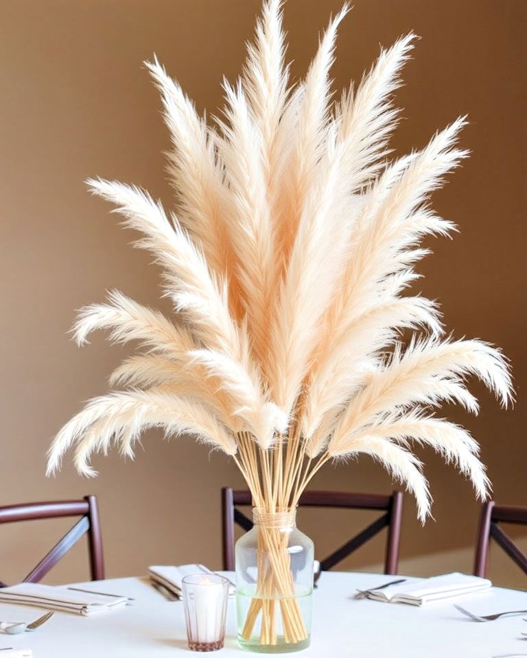 dramatic pampas grass arrangements - 30 Rehearsal Dinner Centerpiece Ideas