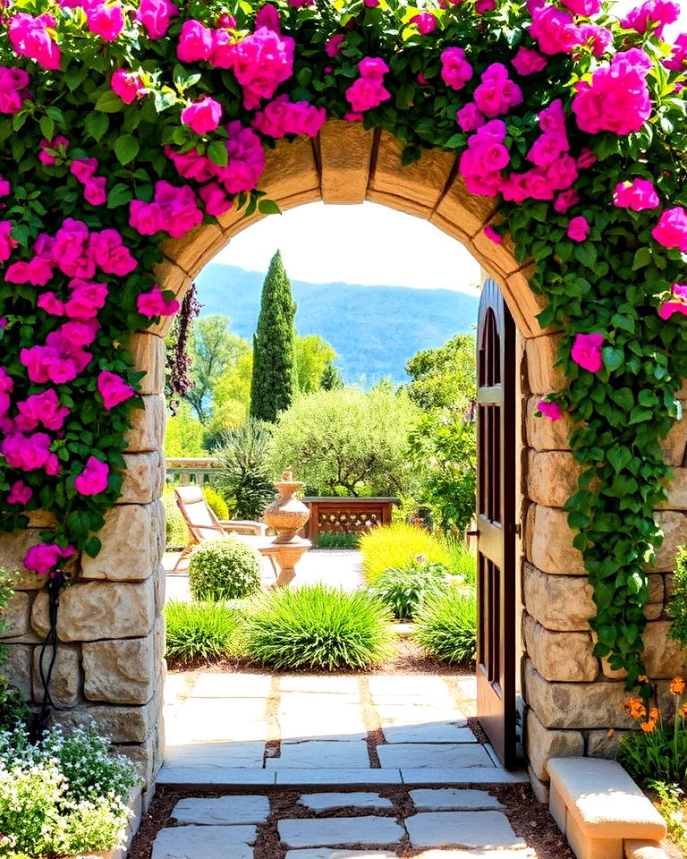dramatic simple stone archway - 30 Greek Garden Ideas