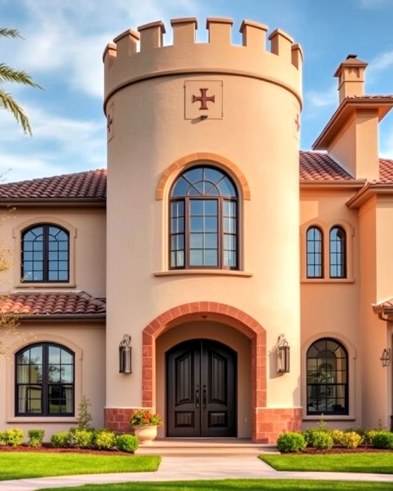 dramatic tower elements for majestic presence - 40 Spanish Style Home Exterior Ideas
