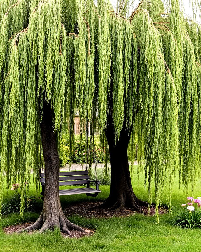 dramatic weeping willow tree corner - 20 Fairytale Garden Ideas