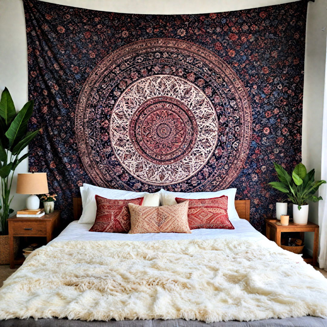 drape a bohemian tapestry - 40 Boho Bedroom Ideas
