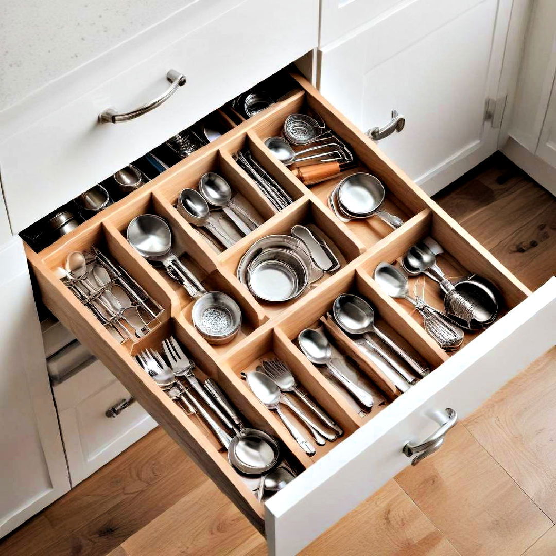 drawer organizer to keep utensils neatly - 30 Small Galley Kitchen Ideas on a Budget
