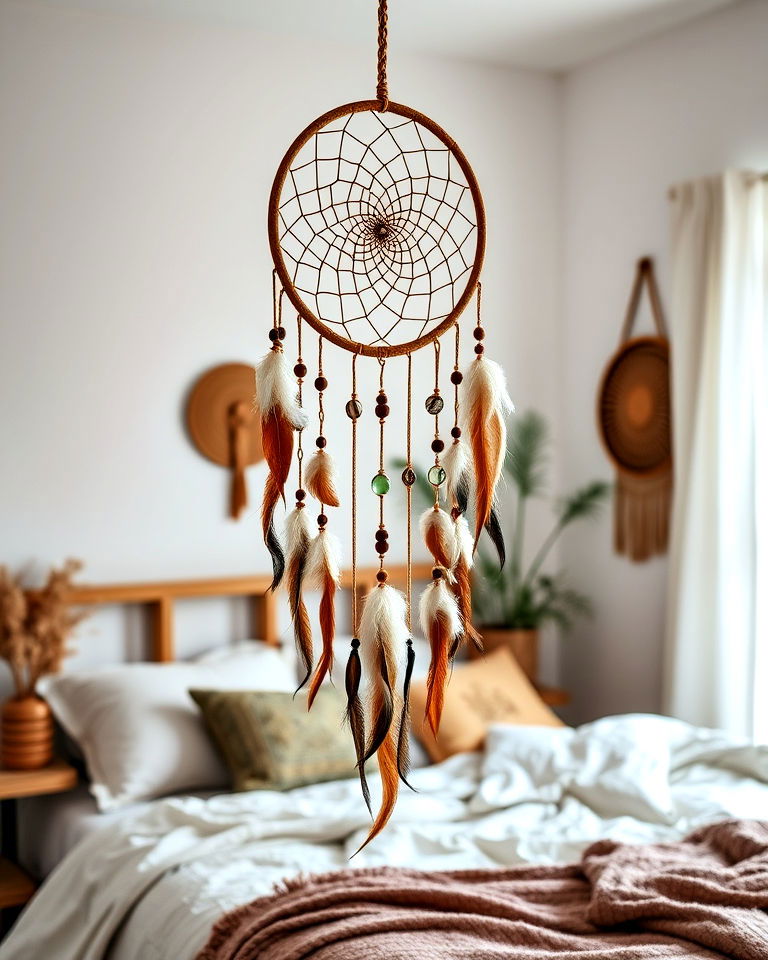 dreamcatcher to add mystical touch - 30 Boho Decor Ideas