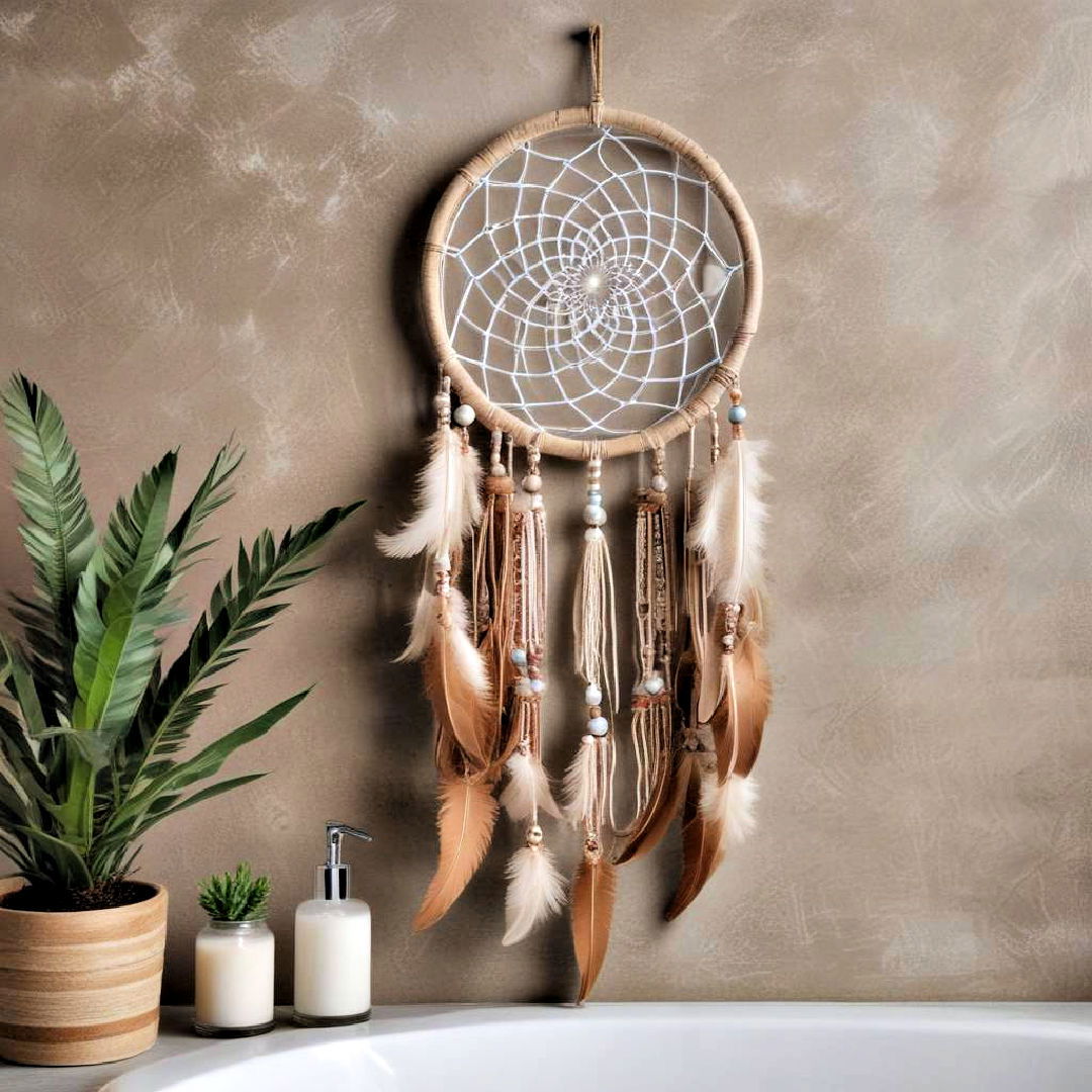 dreamcatcher to bring sense of peace - 25 Boho Bathroom Ideas