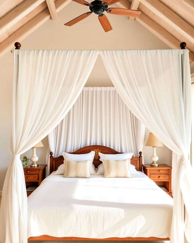 dreamy canopy bed with sheer curtains - 20 Mediterranean Bedroom Ideas