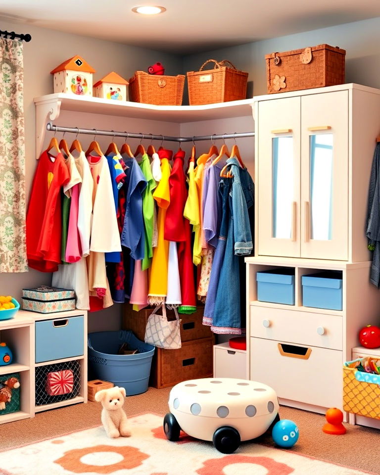 dress up corner for playroom - 40 Playroom Ideas