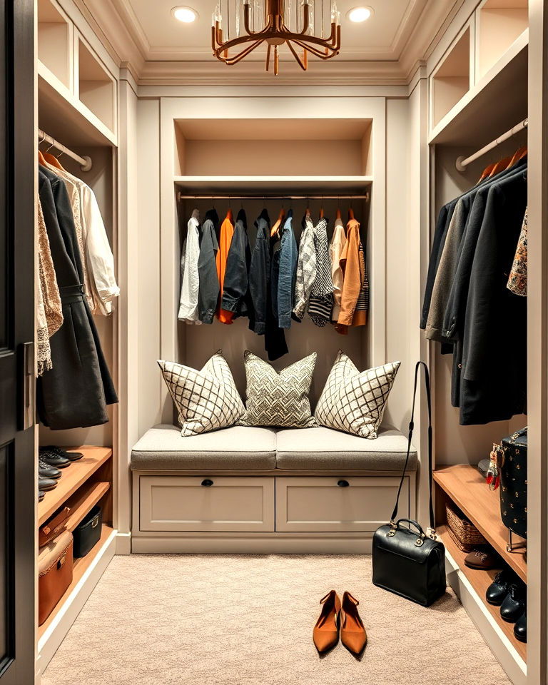 dressing room with built in seating area - 30 Dressing Room Ideas