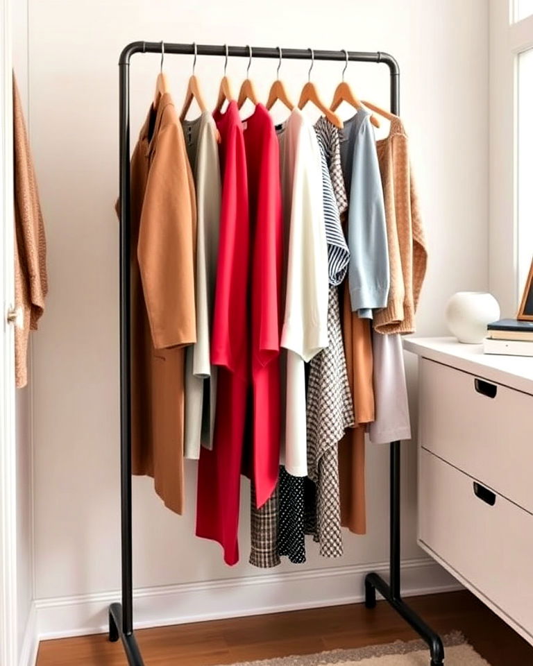 dressing room with freestanding clothing rack - 30 Dressing Room Ideas