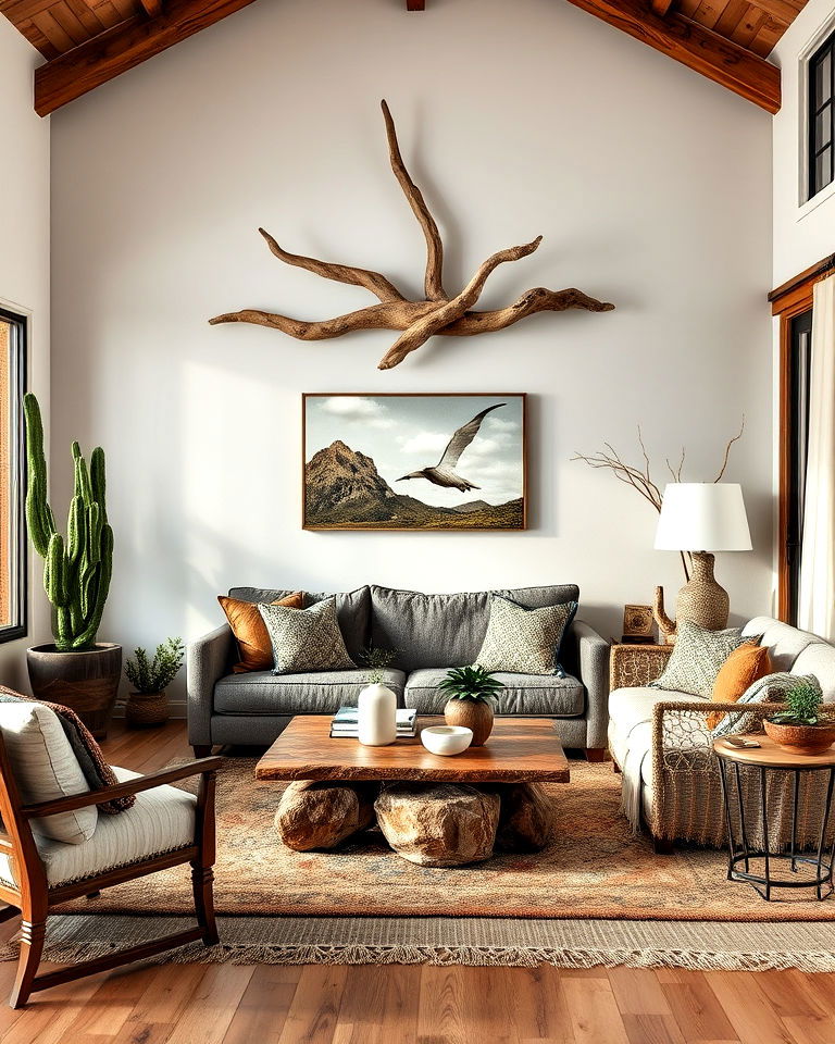 driftwood and natural elements for bohemian desert decor - 20 Bohemian Desert Decor Ideas