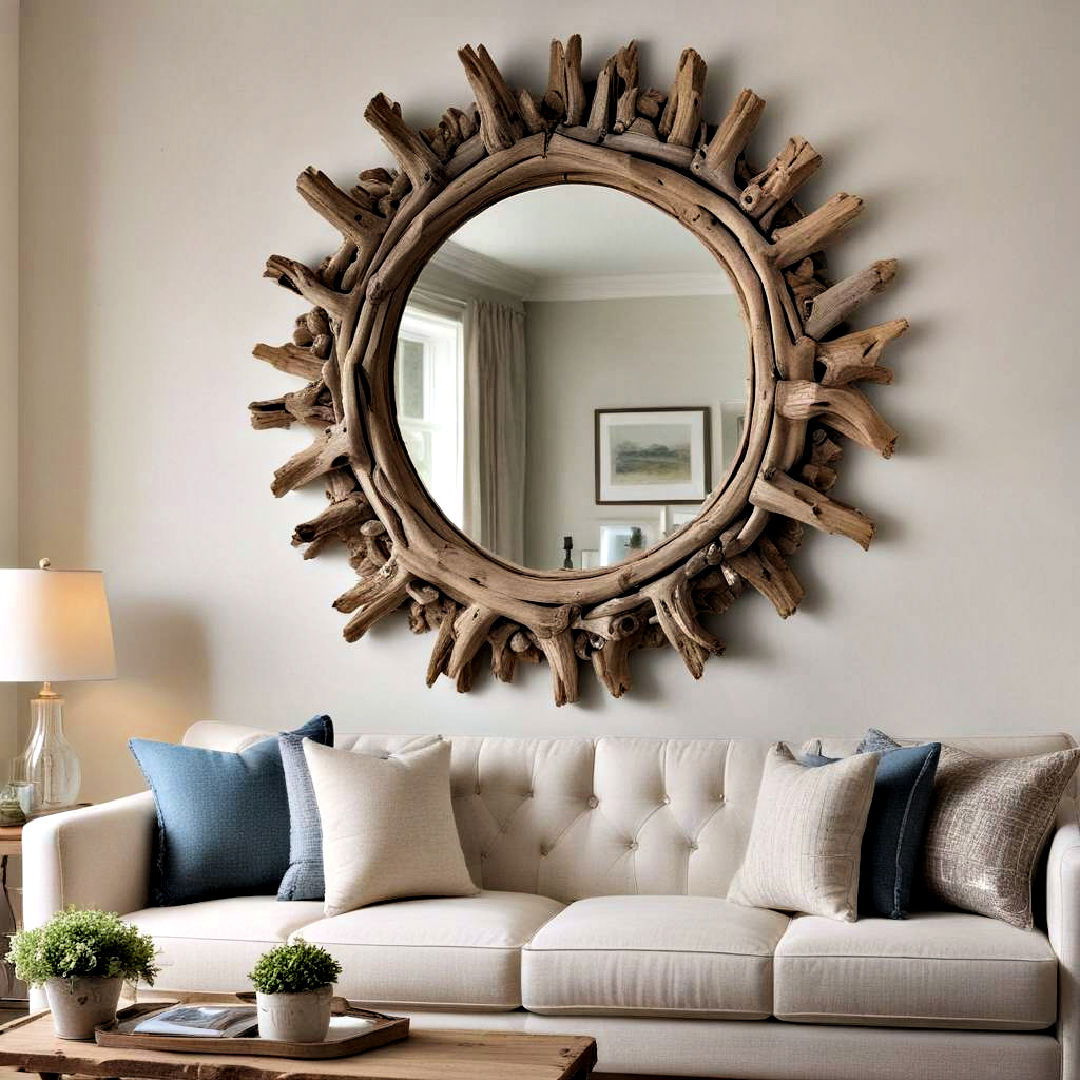 driftwood framed mirror - 25 Nautical Decor Ideas