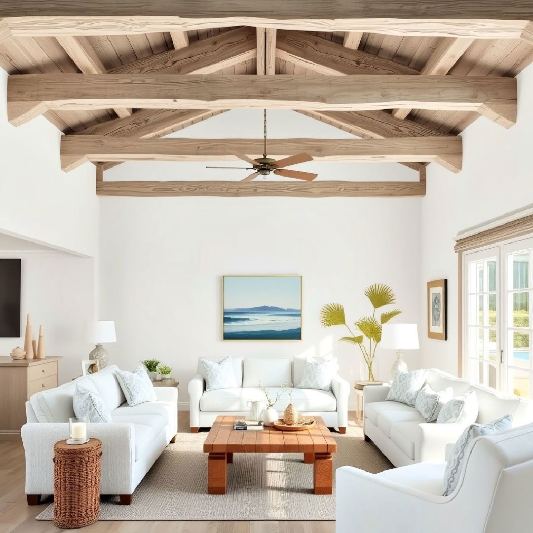 driftwood inspired exposed beams - 25 Exposed Beam Living Room Ideas