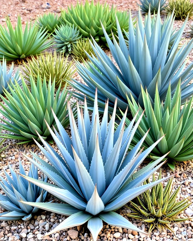 drought tolerant aloe and agave grouping - 30 Drought Tolerant Landscaping Ideas
