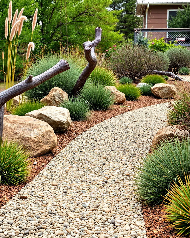 drought tolerant landscaping with gravel pathway - 30 Drought Tolerant Landscaping Ideas
