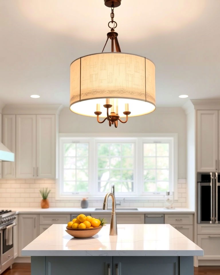 drum chandelier for kitchen island - 20 Kitchen Island Lighting Ideas