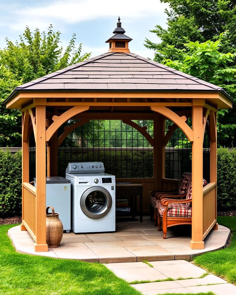 dual functional gazebo with laundry room - 30 Outdoor Laundry Room Ideas